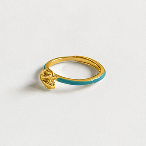 Fortune Cookie Ring (Aquamarine) - Gold
